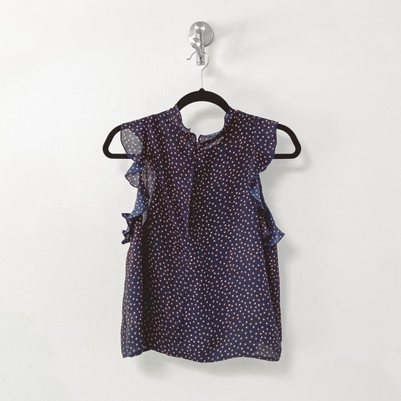 Karlie Star Print Fall Chic Flitter Cap Sleeve Sheer Navy Top Medium - Picture 2 of 8